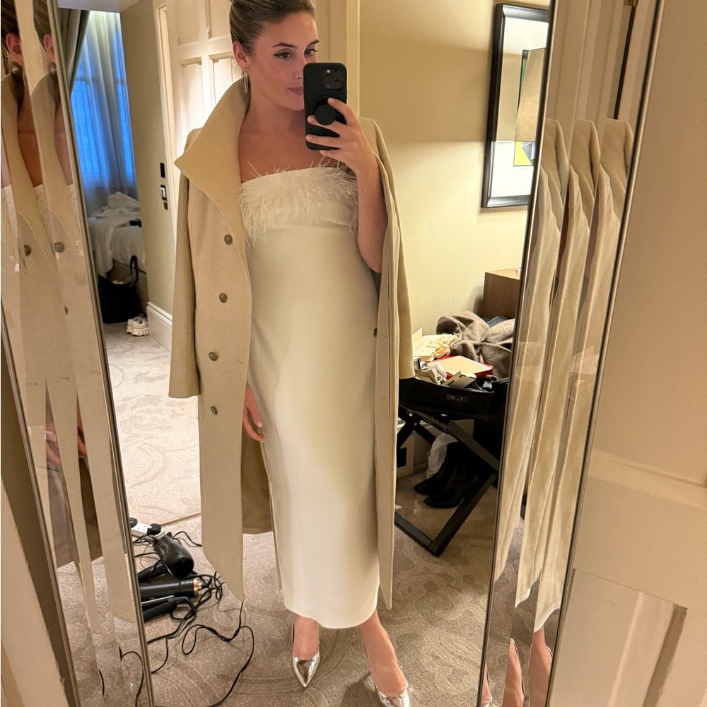 Elliatt White Dress with Feather Detail